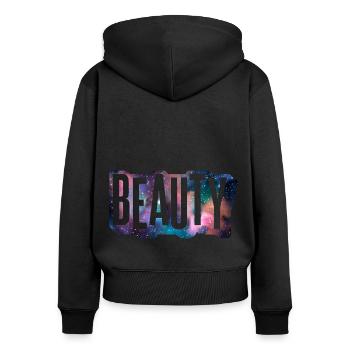 Beauty Beauty Outer Space Font Cool - Women's Premium Organic Zip Hoodie - black - Back - Julia (174cm)