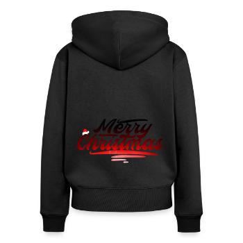 Merry Christmas - Frauen Premium Bio Zip Hoodie - Schwarz - Hinten - Julia (174cm)