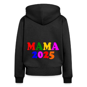Mama 2025 - Frauen Premium Bio Zip Hoodie - Schwarz - Hinten - Julia (174cm)