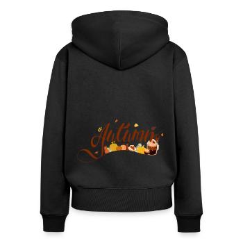 Autumn Design - Pumpkins and Autumnal Elements - Women's Premium Organic Zip Hoodie - black - Back - Julia (174cm)