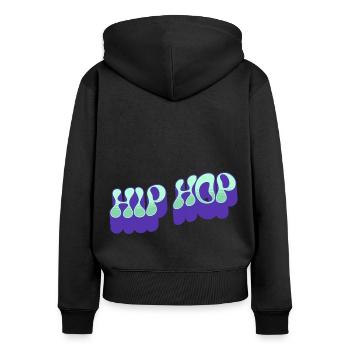 Hip Hop - Sweat à capuche zippé Premium bio Femme - noir - Dos - Julia (174cm)