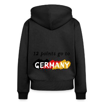 12 points go to Germany - Frauen Premium Bio Zip Hoodie - Schwarz - Hinten - Julia (174cm)