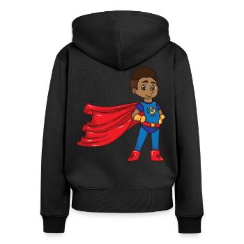 Super Hero Boy - Frauen Premium Bio Zip Hoodie - Schwarz - Hinten - Julia (174cm)