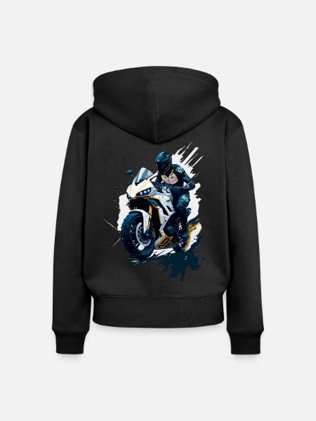 Sportmotorrad-Illustration - Frauen Premium Bio Zip Hoodie - Schwarz