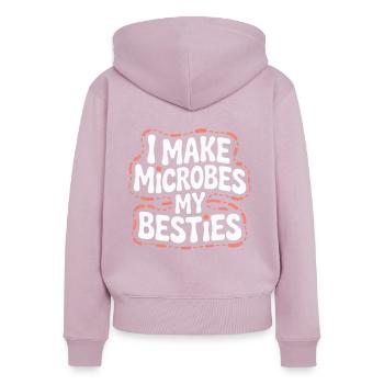 Je fais des microbes mes meilleurs amis microbiologistes - Sweat à capuche zippé Premium bio Femme - rose poudré - Dos - Julia (174cm)