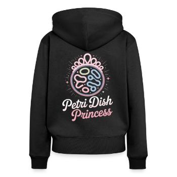 Boîte de Pétri Princesse Microbiologiste - Sweat à capuche zippé Premium bio Femme - noir - Dos - Julia (174cm)