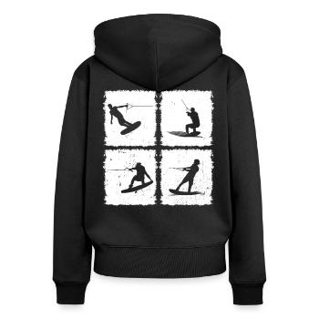 Wakeboarder Wakeboarding Wakeboarder Wakesurfing - Frauen Premium Bio Zip Hoodie - Schwarz - Hinten - Julia (174cm)