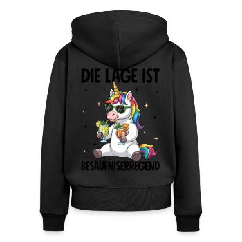 La situation est l’ivresse - Sweat à capuche zippé Premium bio Femme - noir - Dos - Julia (174cm)