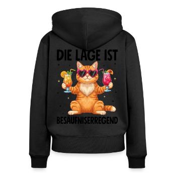 La situation est l’ivresse - Sweat à capuche zippé Premium bio Femme - noir - Dos - Julia (174cm)