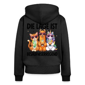 La situation est l’ivresse - Sweat à capuche zippé Premium bio Femme - noir - Dos - Julia (174cm)