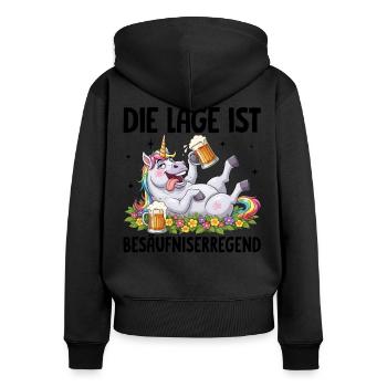 La situation est l’ivresse - Sweat à capuche zippé Premium bio Femme - noir - Dos - Julia (174cm)