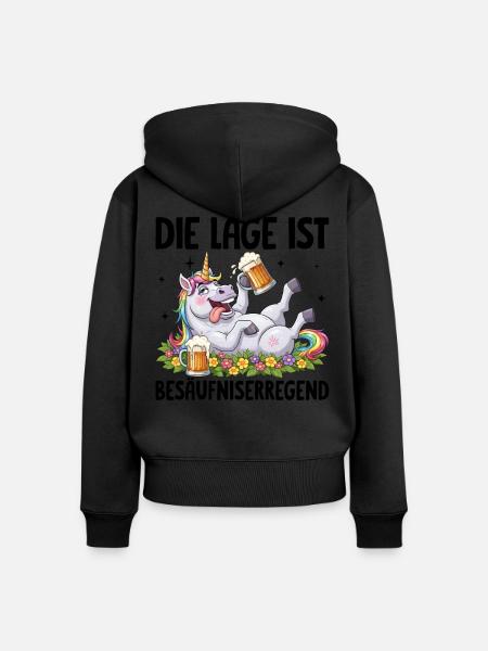 Die Lage Ist Besäufniserregend - Frauen Premium Bio Zip Hoodie - Schwarz