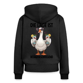 Die Lage Ist Besäufniserregend - Frauen Premium Bio Zip Hoodie - Schwarz - Hinten - Julia (174cm)