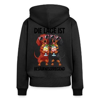 Die Lage Ist Besäufniserregend - Frauen Premium Bio Zip Hoodie - Schwarz - Hinten - Julia (174cm)