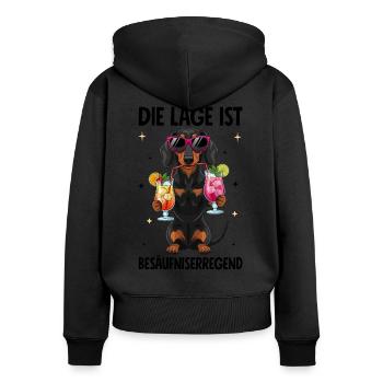 Die Lage Ist Besäufniserregend - Frauen Premium Bio Zip Hoodie - Schwarz - Hinten - Julia (174cm)