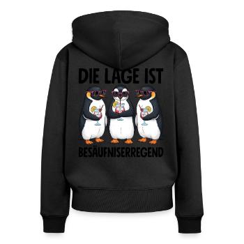 Die Lage Ist Besäufniserregend Pinguin - Frauen Premium Bio Zip Hoodie - Schwarz - Hinten - Julia (174cm)