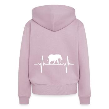 Elefant Herzschlag - Frauen Premium Bio Zip Hoodie - Altrosa - Hinten - Julia (174cm)