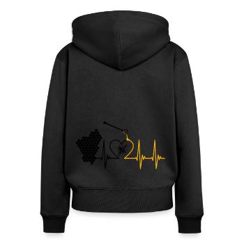 Biene, Honig, Puls, Honigbiene, Imker, Bienenwabe - Frauen Premium Bio Zip Hoodie - Schwarz - Hinten - Julia (174cm)