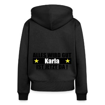 Karla Last Name First Name Birthday - Women's Premium Organic Zip Hoodie - black - Back - Julia (174cm)