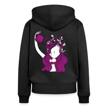 New Age Hippie skurriles Mädchen Blumen Haar - Frauen Premium Bio Zip Hoodie - Schwarz - Hinten - Julia (174cm)