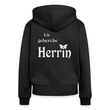 Maîtresse Domina Esclave - Sweat à capuche zippé Premium bio Femme - noir - Dos - Julia (174cm)