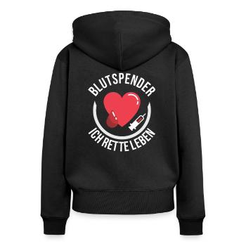 Blutspender ich rette Leben Bluspenderin ich rette - Frauen Premium Bio Zip Hoodie - Schwarz - Hinten - Julia (174cm)