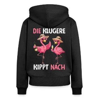 Le plus intelligent se renverse - Sweat à capuche zippé Premium bio Femme - noir - Dos - Julia (174cm)