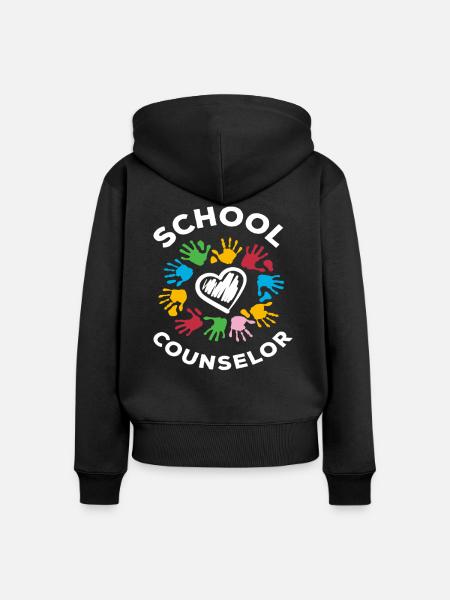 Schulberater Herz Handabdrücke - Frauen Premium Bio Zip Hoodie - Schwarz