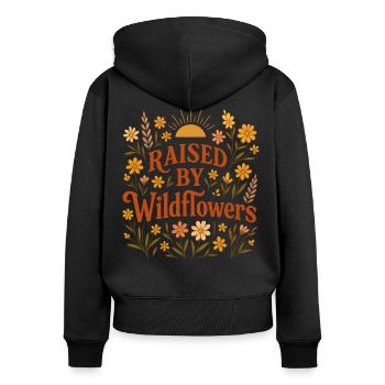 Élevé par Wildflowers Bobo Wildblumen Bohemian - Sweat à capuche zippé Premium bio Femme - noir - Dos - Julia (174cm)