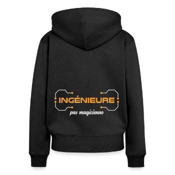 Je suis ingénieure pas magicienne ! Humour travail - Sweat à capuche zippé Premium bio Femme - noir - Dos - Julia (174cm)