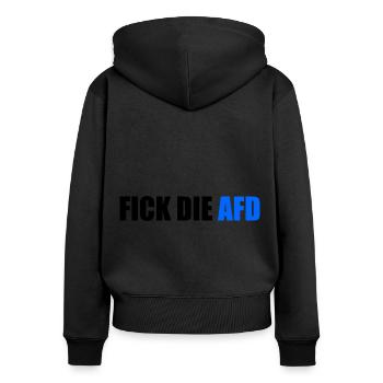Fick die afd - Frauen Premium Bio Zip Hoodie - Schwarz - Hinten - Julia (174cm)