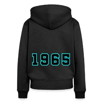 1965 Année Anniversaire - Sweat à capuche zippé Premium bio Femme - noir - Dos - Julia (174cm)