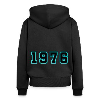 1976 Année Anniversaire - Sweat à capuche zippé Premium bio Femme - noir - Dos - Julia (174cm)