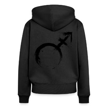 Transgender Männliche Androgynie Venus- und Mars - Frauen Premium Bio Zip Hoodie - Schwarz - Hinten - Julia (174cm)