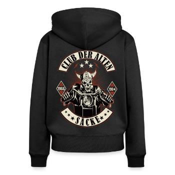 Club der alten Säcke Motorrad Biker Motorradfahrer - Frauen Premium Bio Zip Hoodie - Schwarz - Hinten - Julia (174cm)