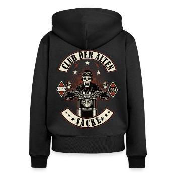 Club der alten Säcke Motorrad Biker Motorradfahrer - Frauen Premium Bio Zip Hoodie - Schwarz - Hinten - Julia (174cm)