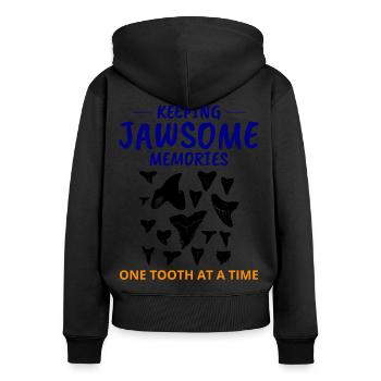 Haifischzähne Sammler Fossilienjagd Paläontologie - Frauen Premium Bio Zip Hoodie - Schwarz - Hinten - Julia (174cm)