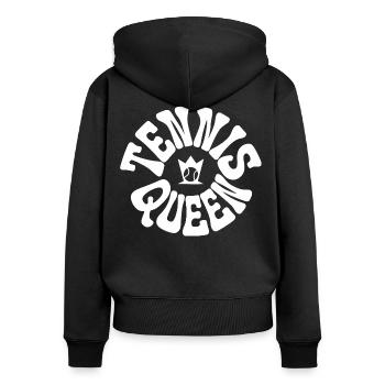 TennisQueen Joueur de tennis - Sweat à capuche zippé Premium bio Femme - noir - Dos - Julia (174cm)