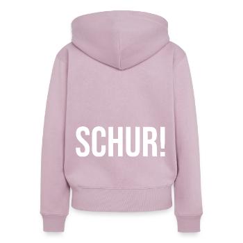 Schur Platt Siegerland Wittgenstein - Frauen Premium Bio Zip Hoodie - Altrosa - Hinten - Julia (174cm)