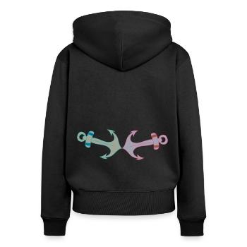 Ancre rétro Vintage Ahoy Seafarers Maritime - Sweat à capuche zippé Premium bio Femme - noir - Dos - Julia (174cm)