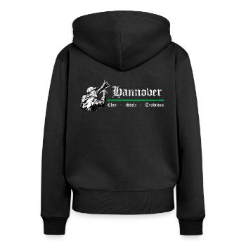 Hannover Ehre Stolz Tradition - Frauen Premium Bio Zip Hoodie - Schwarz - Hinten - Julia (174cm)