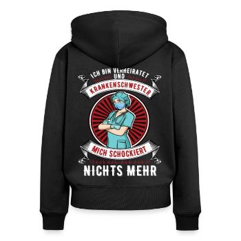 Krankenschwester Krankenpflegerin Pflegefachkraft - Frauen Premium Bio Zip Hoodie - Schwarz - Hinten - Julia (174cm)