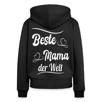 Beste Mama der Welt | Geschenkidee zum Muttertag - Frauen Premium Bio Zip Hoodie - Schwarz - Hinten - Julia (174cm)