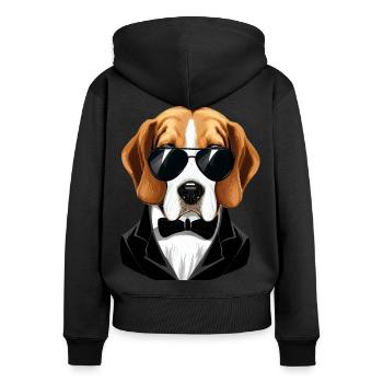 Beagle der Entdecker - Frauen Premium Bio Zip Hoodie - Schwarz - Hinten - Julia (174cm)