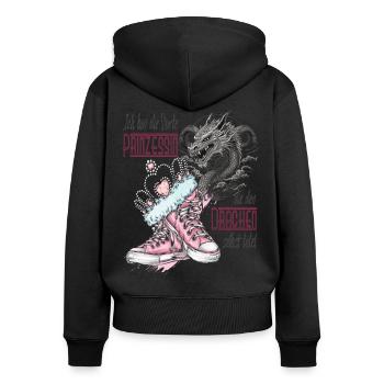 Frau - Prinzessen die den Drachen selber tötet - Frauen Premium Bio Zip Hoodie - Schwarz - Hinten - Julia (174cm)