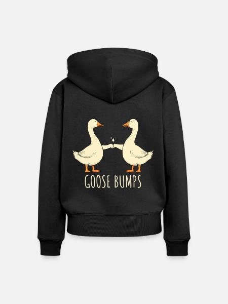 Goose Bumps lustige Gänse Fist Bump Silly Goose - Premium økologisk hoodie med lynlås til kvinder - sort