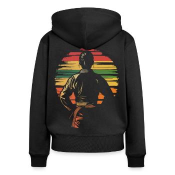 Frauen Taekwondo Judo Kampfsport vintage - Frauen Premium Bio Zip Hoodie - Schwarz - Hinten - Julia (174cm)