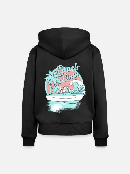 Beach Bum - Frauen Premium Bio Zip Hoodie - Schwarz