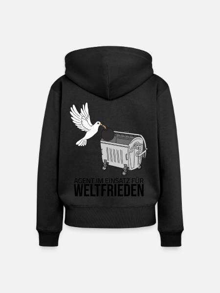 Agent im Einsatz für Weltfrieden - Frauen Premium Bio Zip Hoodie - Schwarz