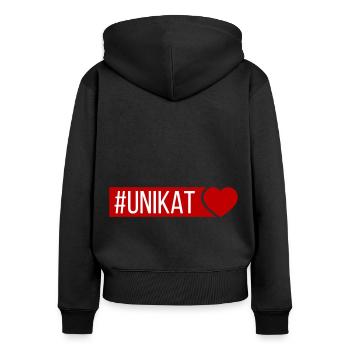 Unikat Herz - Frauen Premium Bio Zip Hoodie - Schwarz - Hinten - Julia (174cm)